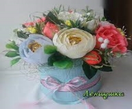 Купити Квіти з цукерок, оригінальний подарунок, букет у капелюшної коробки.  №428779 - у подарунок в Україні на Crafta.ua